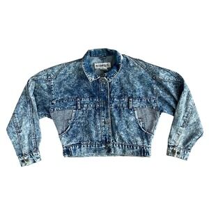 Vintage Ruth Douglas Acid Wash Denim Jacket 80s Streetwear Blue Medium Cropped